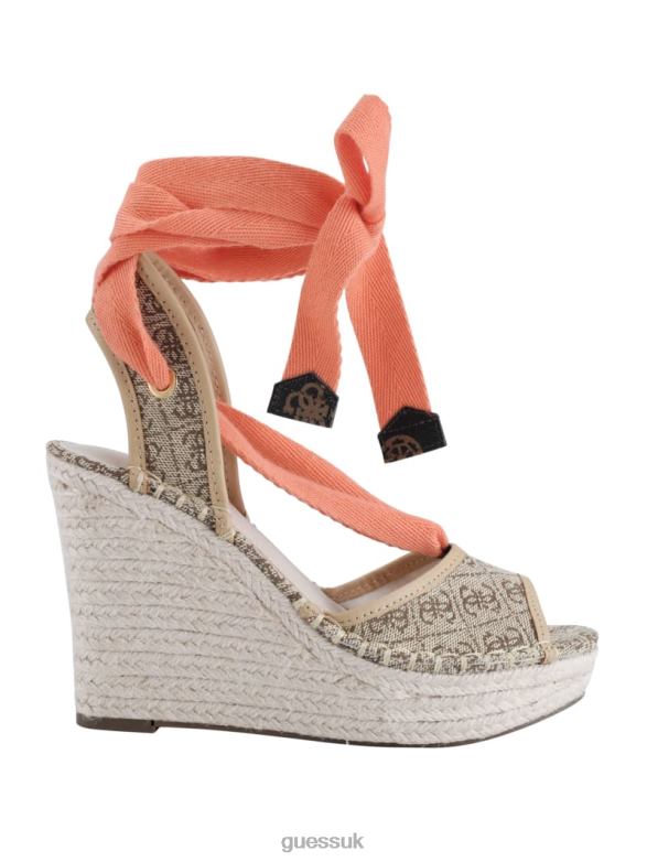 GUESS Women Halona Tie Espadrille Wedges Medium Brown Footwear V28V63447