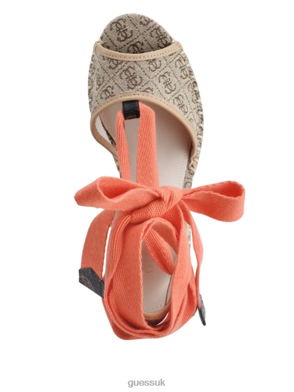 GUESS Women Halona Tie Espadrille Wedges Medium Brown Footwear V28V63447