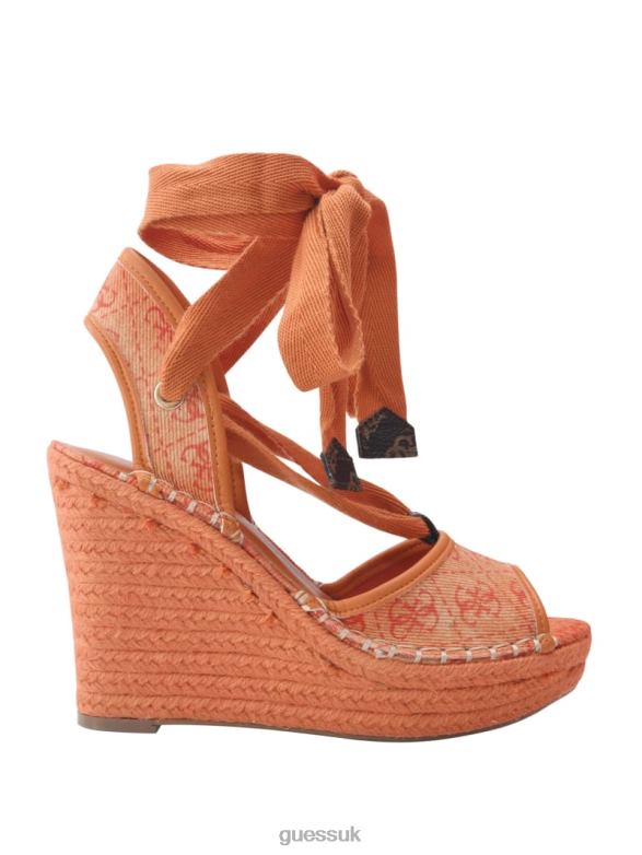 GUESS Women Halona Tie Espadrille Wedges Orange Footwear V28V63486