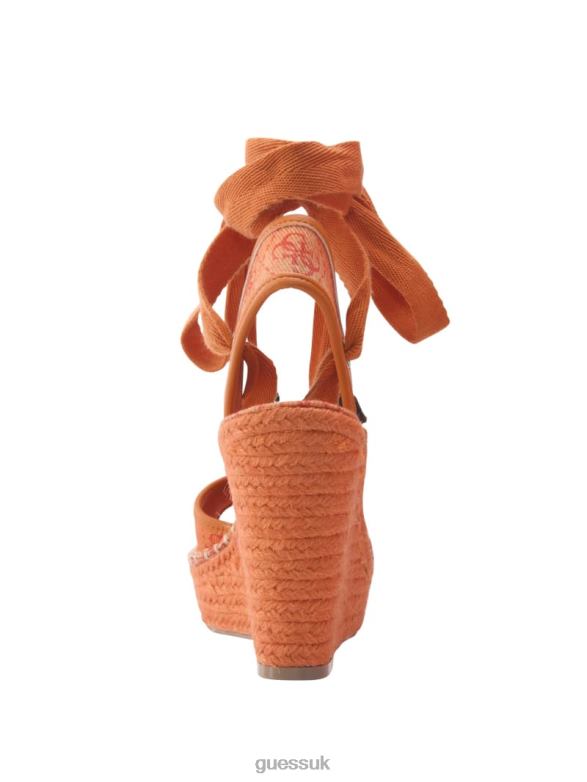 GUESS Women Halona Tie Espadrille Wedges Orange Footwear V28V63486