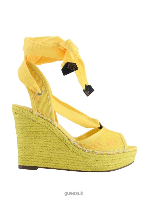 GUESS Women Halona Tie Espadrille Wedges Yellow Footwear V28V63449