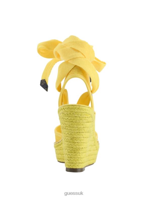 GUESS Women Halona Tie Espadrille Wedges Yellow Footwear V28V63449