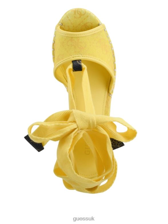 GUESS Women Halona Tie Espadrille Wedges Yellow Footwear V28V63449