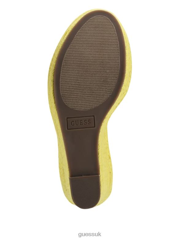 GUESS Women Halona Tie Espadrille Wedges Yellow Footwear V28V63449