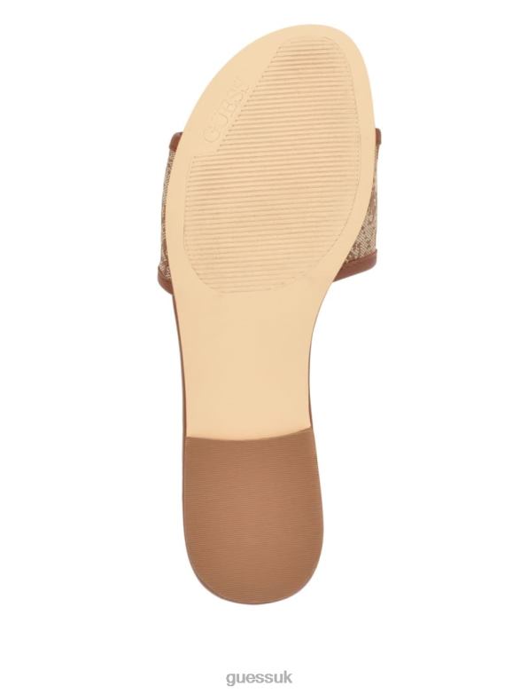 GUESS Women Hammi Logo Slide Sandals Medium Brown Footwear V28V63476