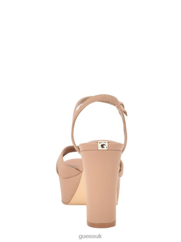 GUESS Women Haylo Crisscross Platform Block Heels Medium Natural 101 Footwear V28V63387