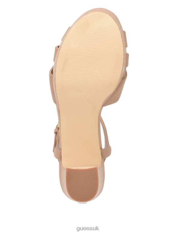 GUESS Women Haylo Crisscross Platform Block Heels Medium Natural 101 Footwear V28V63387