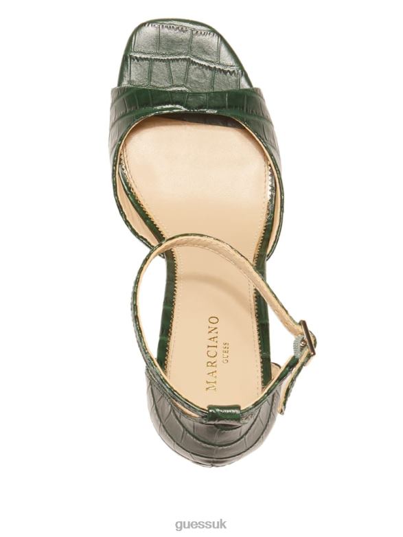 GUESS Women Heeled Peep-Toe Sandal Green Croco Footwear V28V63420