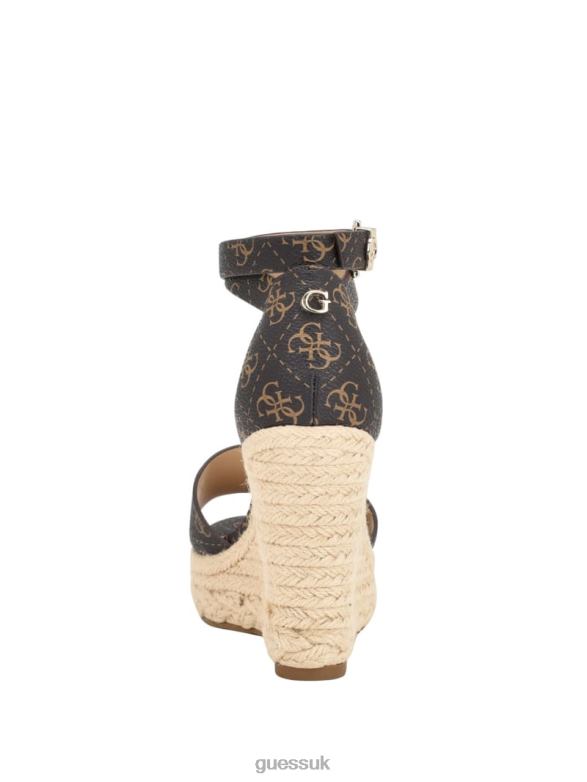 GUESS Women Hidy Logo Espadrille Wedges Medium Brown Footwear V28V63418