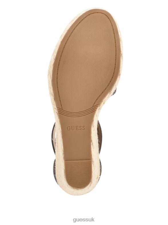 GUESS Women Hidy Logo Espadrille Wedges Medium Brown Footwear V28V63418