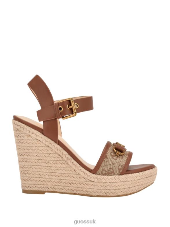 GUESS Women Hisley Wedge Sandals Medium Brown Footwear V28V63443