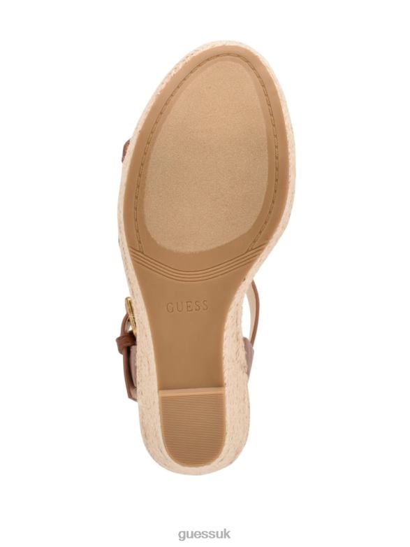 GUESS Women Hisley Wedge Sandals Medium Brown Footwear V28V63443