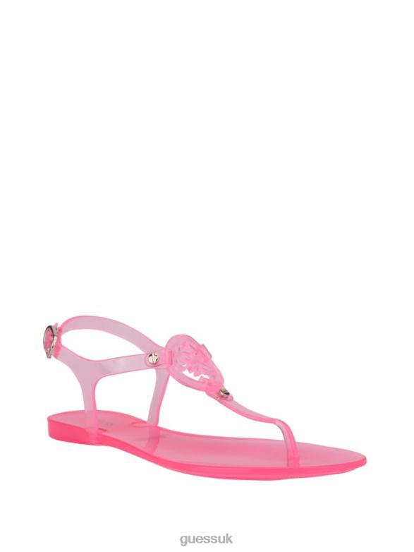 GUESS Women Janica Jelly T-Strap Sandal Light Pink Footwear V28V63494