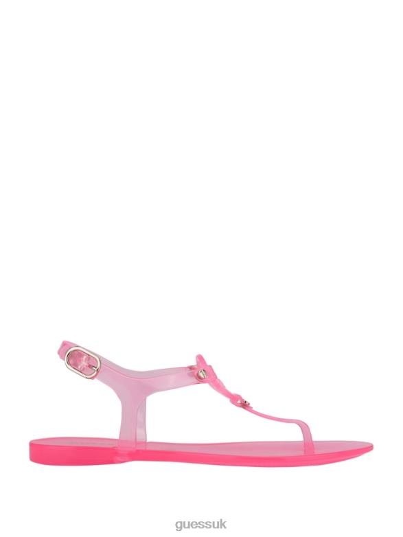 GUESS Women Janica Jelly T-Strap Sandal Light Pink Footwear V28V63494