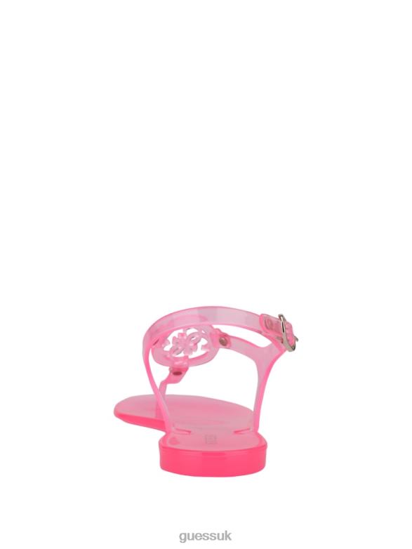 GUESS Women Janica Jelly T-Strap Sandal Light Pink Footwear V28V63494
