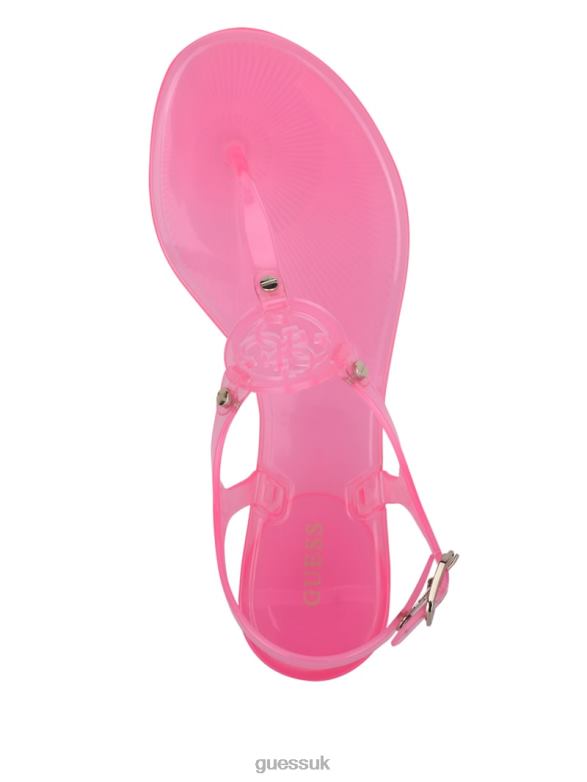 GUESS Women Janica Jelly T-Strap Sandal Light Pink Footwear V28V63494