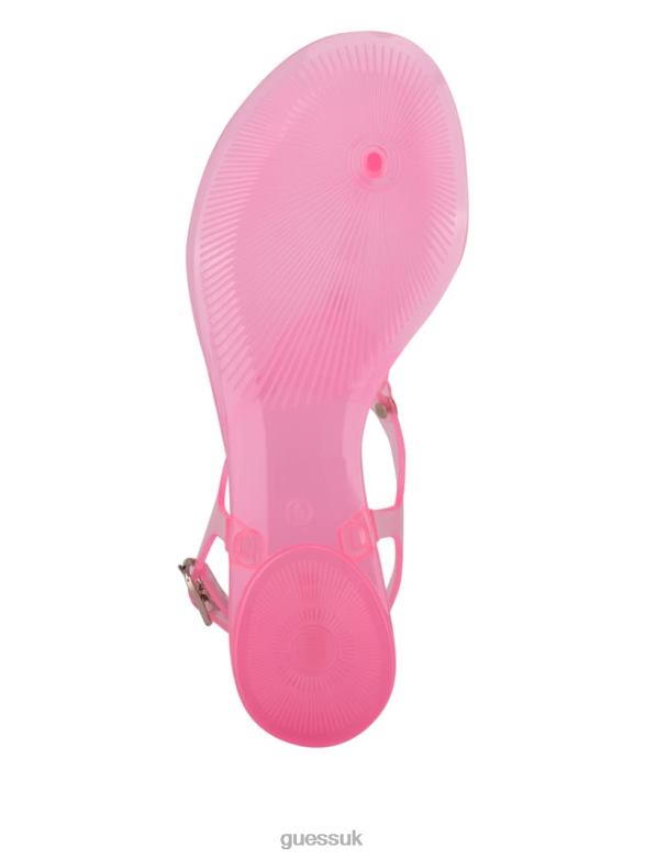 GUESS Women Janica Jelly T-Strap Sandal Light Pink Footwear V28V63494