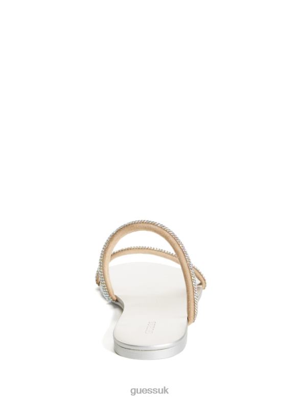 GUESS Women Nerica Metallic Slides Light Natural Footwear V28V63501