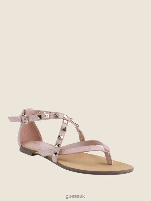 GUESS Women Nizana Strappy Stud Sandals Light Pink 680 Footwear V28V63489