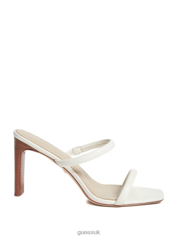 GUESS Women Pearl Leather Double Strap Sandal Ivory Footwear V28V63417
