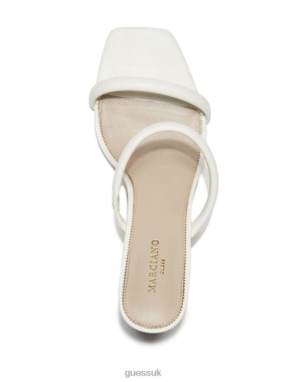 GUESS Women Pearl Leather Double Strap Sandal Ivory Footwear V28V63417