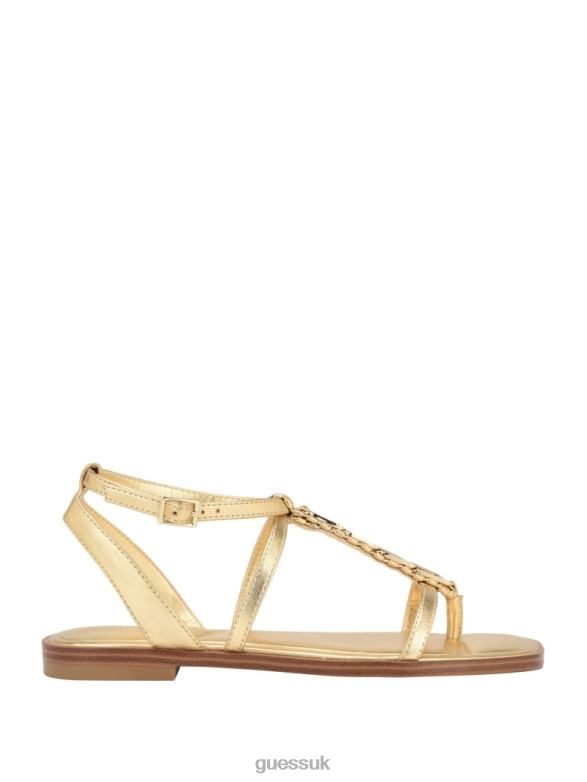 GUESS Women Raima G-Link Chain Sandals Gold Footwear V28V63458