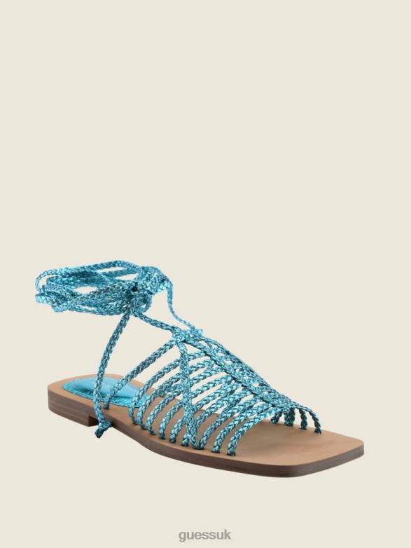 GUESS Women Rayana Strappy Lace-Up Sandals Medium Green 310 Footwear V28V63498