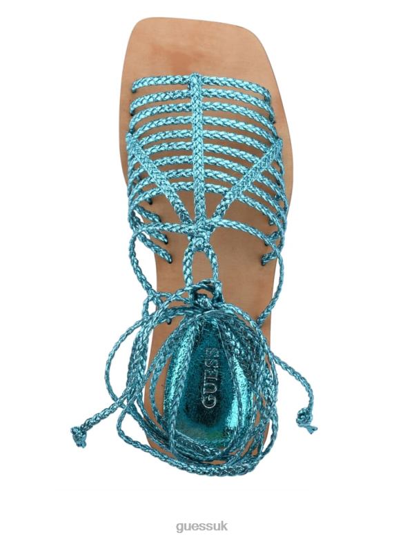 GUESS Women Rayana Strappy Lace-Up Sandals Medium Green 310 Footwear V28V63498