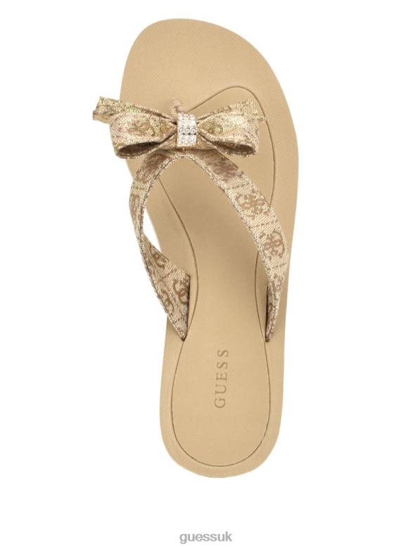 GUESS Women Tuta Bowtie Sandals Gold Footwear V28V63457