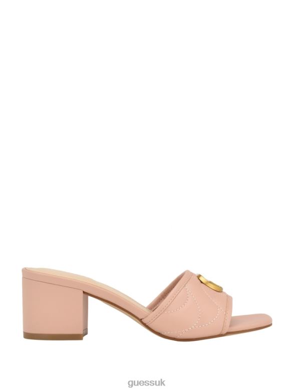 GUESS Women Ulliy Heeled Sandals Light Natural 110 Footwear V28V63401