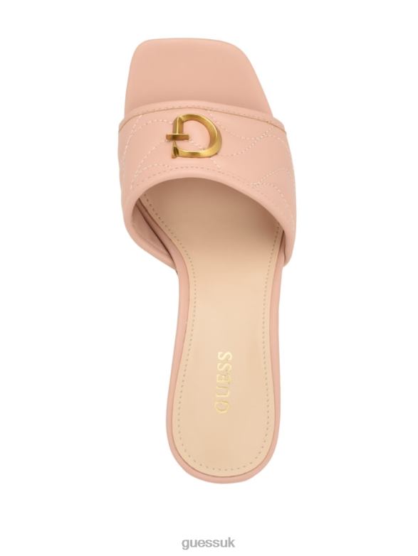 GUESS Women Ulliy Heeled Sandals Light Natural 110 Footwear V28V63401