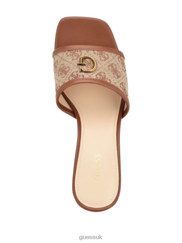 GUESS Women Ulliye Heeled Sandals Medium Brown Footwear V28V63396
