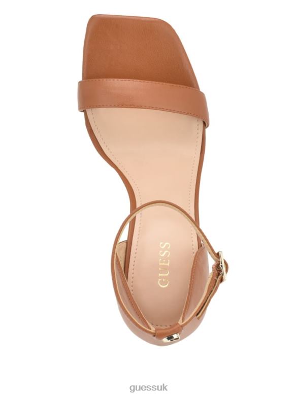 GUESS Women Yael Leather Heels Medium Brown Footwear V28V63399