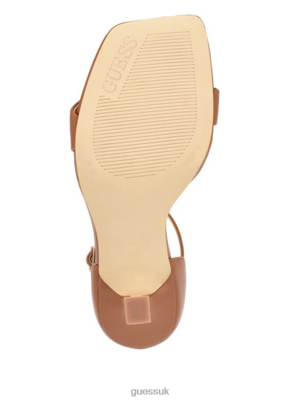 GUESS Women Yael Leather Heels Medium Brown Footwear V28V63399