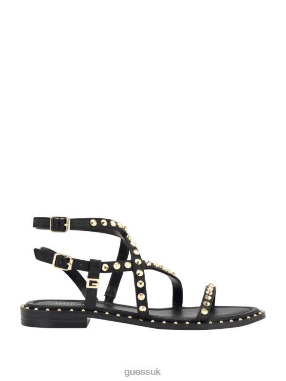 GUESS Women Yamara Studded Strappy Gladiator Sandals Black Footwear V28V63473