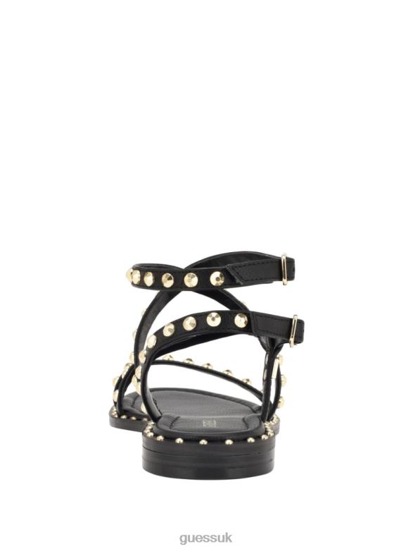 GUESS Women Yamara Studded Strappy Gladiator Sandals Black Footwear V28V63473