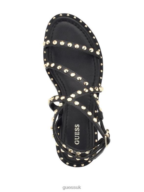 GUESS Women Yamara Studded Strappy Gladiator Sandals Black Footwear V28V63473