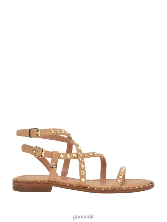GUESS Women Yamara Studded Strappy Gladiator Sandals Light Natural 110 Footwear V28V63453