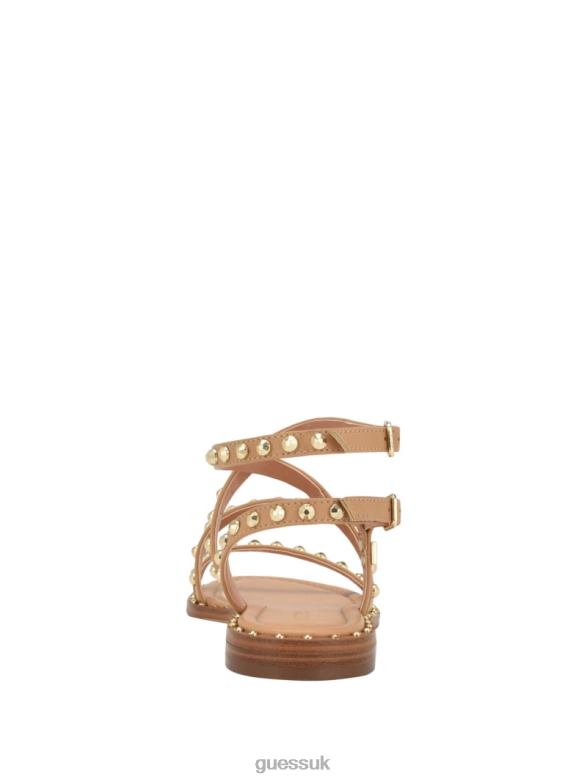 GUESS Women Yamara Studded Strappy Gladiator Sandals Light Natural 110 Footwear V28V63453