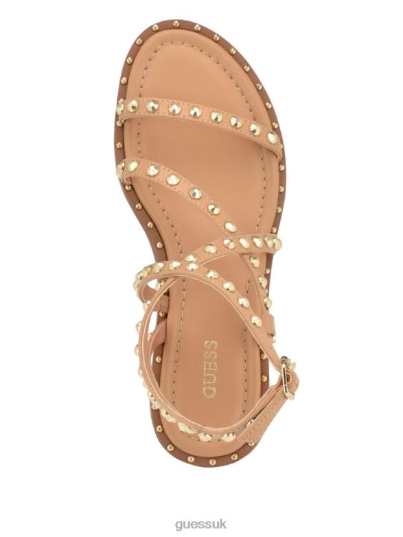 GUESS Women Yamara Studded Strappy Gladiator Sandals Light Natural 110 Footwear V28V63453