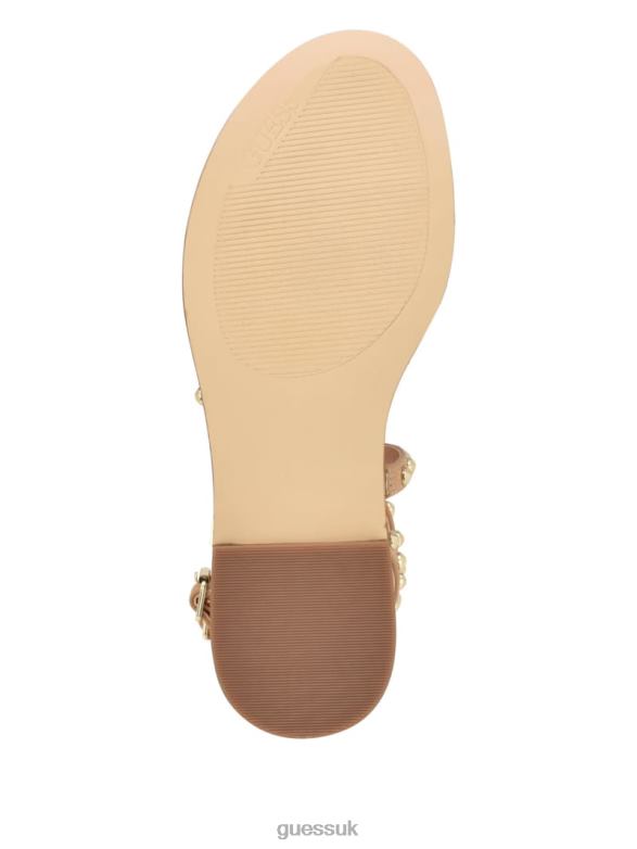 GUESS Women Yamara Studded Strappy Gladiator Sandals Light Natural 110 Footwear V28V63453