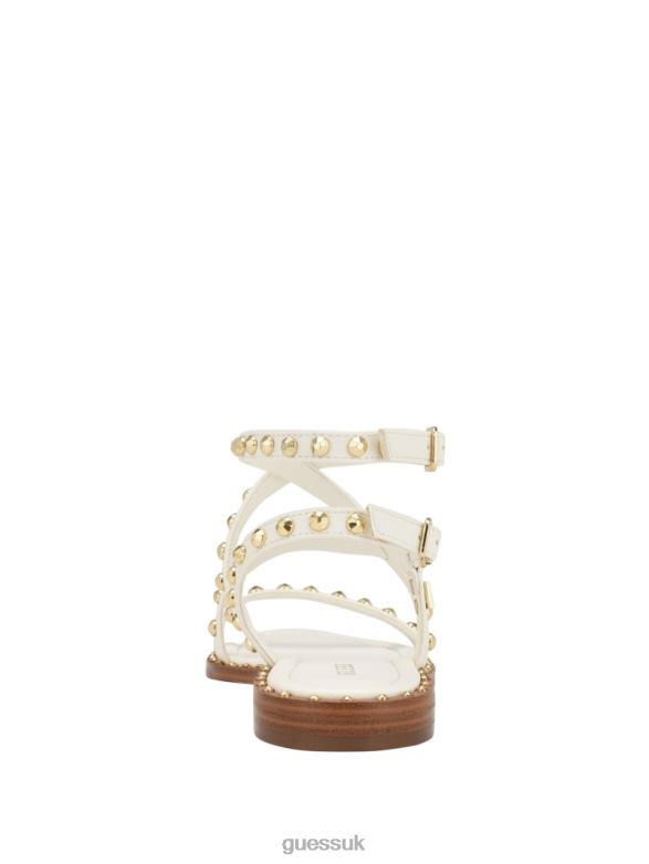 GUESS Women Yamara Studded Strappy Gladiator Sandals Wht Floral Footwear V28V63475