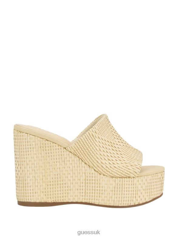 GUESS Women Yenisa Woven Wedged Sandals Light Natural Footwear V28V63463