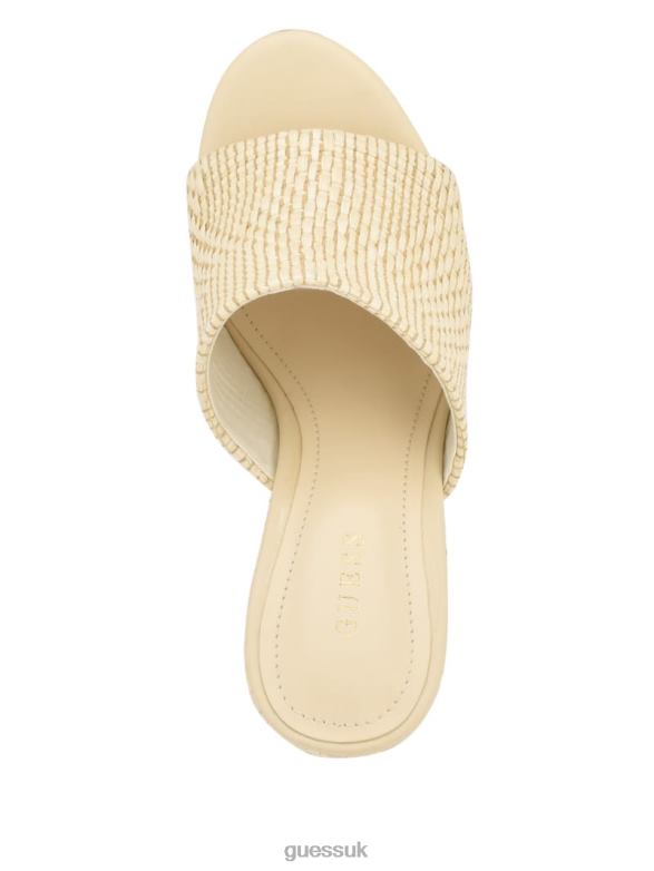 GUESS Women Yenisa Woven Wedged Sandals Light Natural Footwear V28V63463