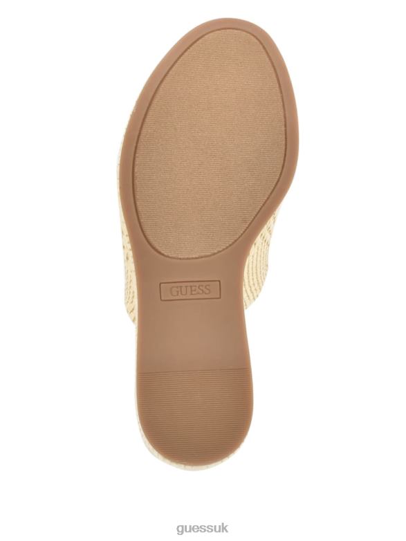 GUESS Women Yenisa Woven Wedged Sandals Light Natural Footwear V28V63463