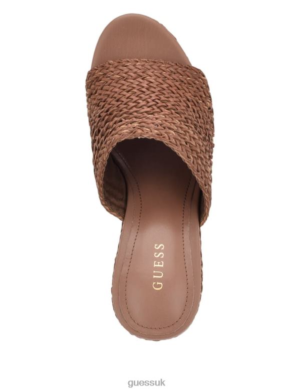 GUESS Women Yenisa Woven Wedged Sandals Medium Brown Footwear V28V63462