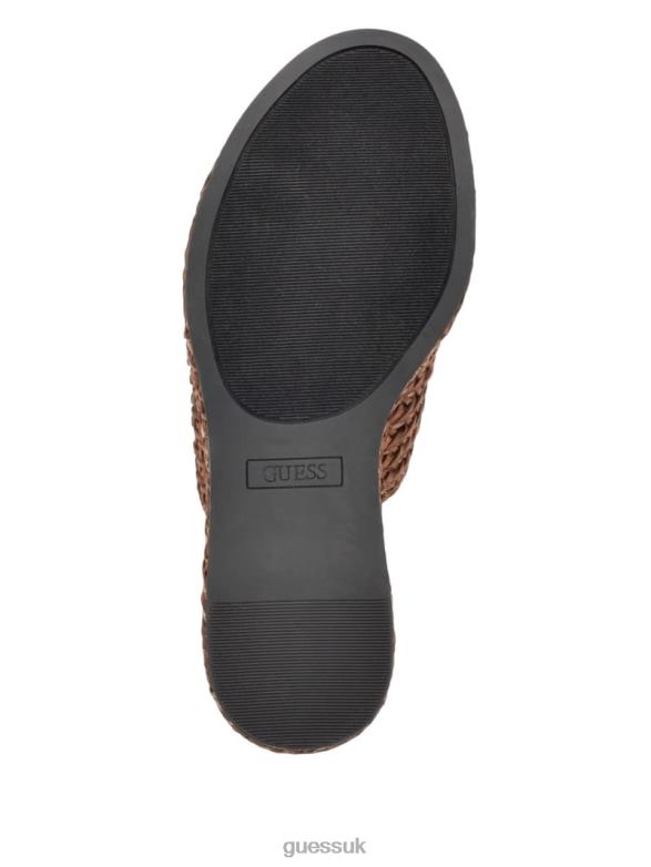 GUESS Women Yenisa Woven Wedged Sandals Medium Brown Footwear V28V63462