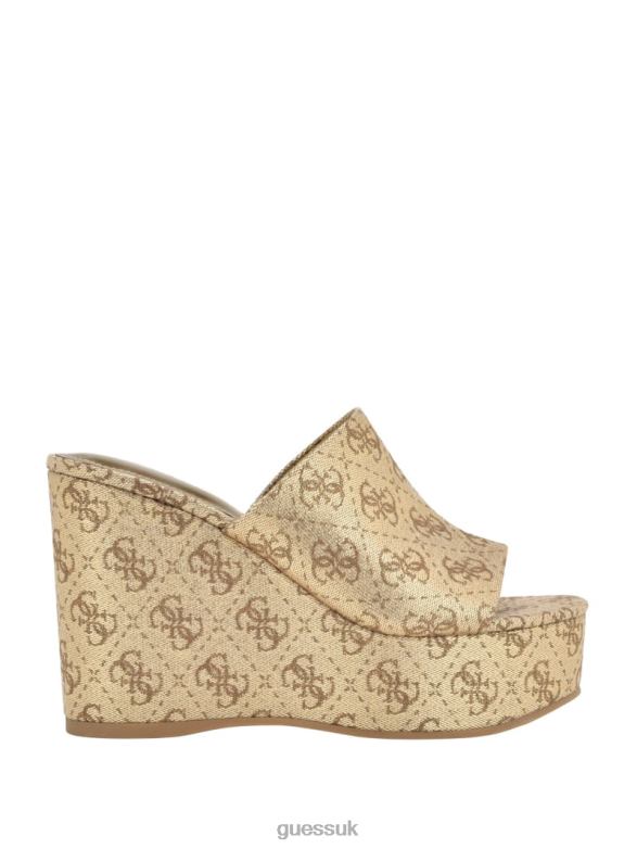 GUESS Women Yenise Wedge Sandals Gold Footwear V28V63465