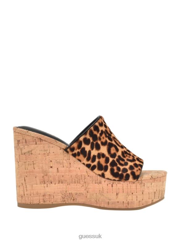 GUESS Women Yenise Wedge Sandals Medium Brown Footwear V28V63464