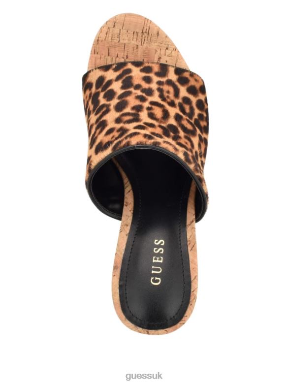 GUESS Women Yenise Wedge Sandals Medium Brown Footwear V28V63464